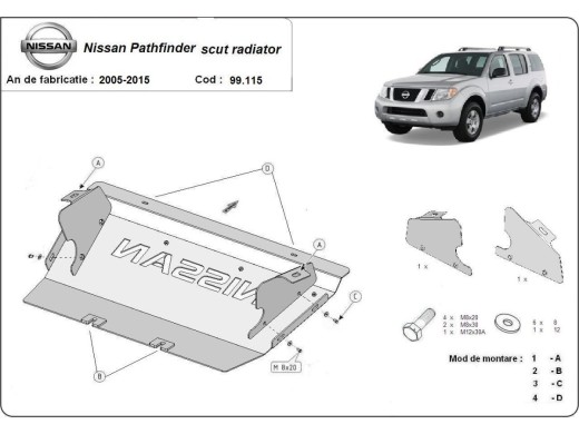 Ocelový kryt chladiče Nissan Pathfinder (2005-2015)Nissan Pathfinder