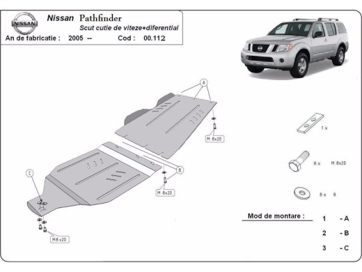 Ocelový kryt převodovky a reduktoru Nissan Pathfinder (2005-2015)Nissan Pathfinder