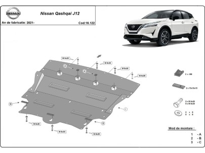 Ocelový kryt motoru Nissan Qashqai J12 (2021-2025)
