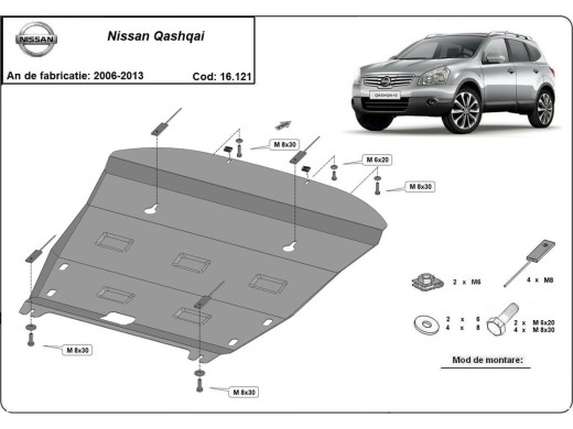 Ocelový kryt motoru Nissan Qashqai (2006-2013)Nissan Qashqai