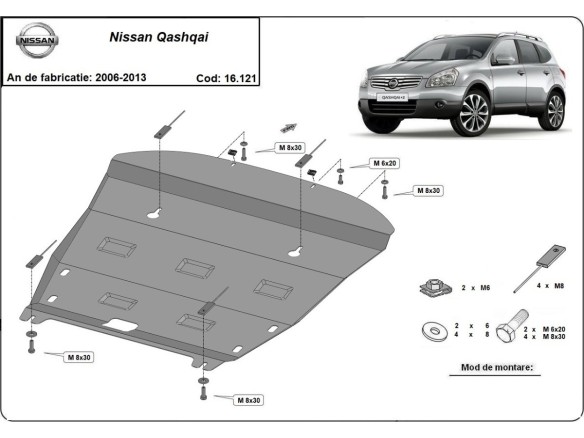 Ocelový kryt motoru Nissan Qashqai (2006-2013)Nissan Qashqai