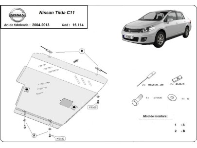 Ocelový kryt motoru Nissan Primera P12 (2001-2007)Nissan Primera
