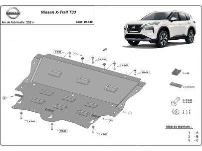 Ocelový kryt motoru Nissan X-Trail T33 (2021-2026) 2