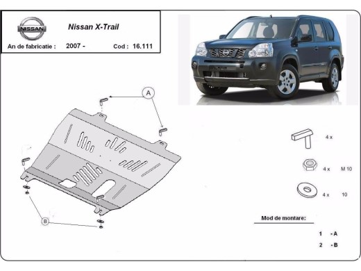 Ocelový kryt motoru Nissan X-Trail T31 (2007-2013)Nissan X-Trail