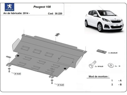 Ocelový kryt motoru Peugeot 108 (2014-2021)