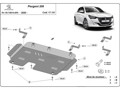 Ocelový kryt motoru Peugeot 208 (2019-2026) 2