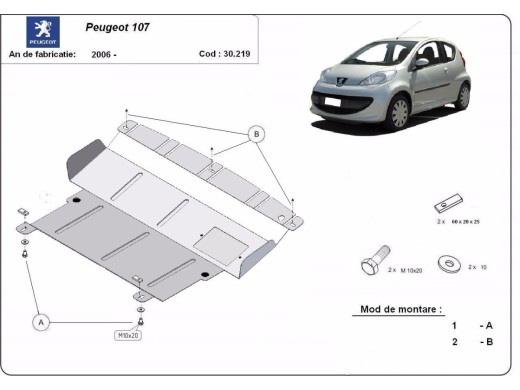 Ocelový kryt motoru Peugeot 107 (2006-2014)Peugeot 107