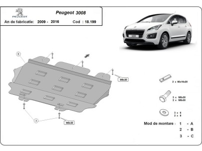 Ocelový kryt motoru Peugeot 3008 (2009-2016) 2