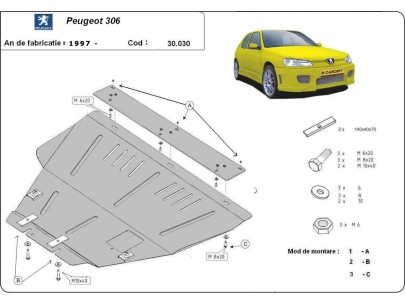 Ocelový kryt motoru Peugeot 306 (1997-2004) 2