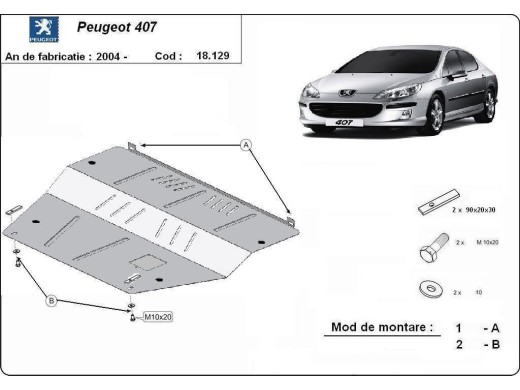 Ocelový kryt motoru Peugeot 407 (2004-2011)Peugeot 407