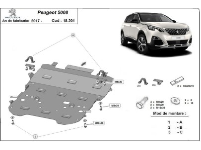 Ocelový kryt motoru Peugeot 5008 (2017-2026) 2