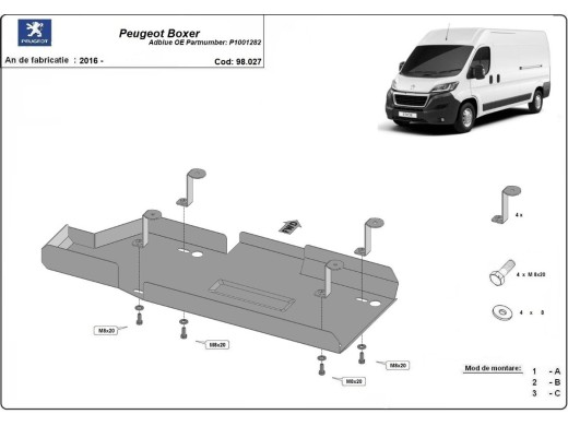 Ocelový kryt AdBlue Peugeot Boxer P1001282 (2016-2025)Peugeot Boxer