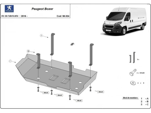 Ocelový kryt AdBlue Peugeot Boxer (2016-2025)Peugeot Boxer