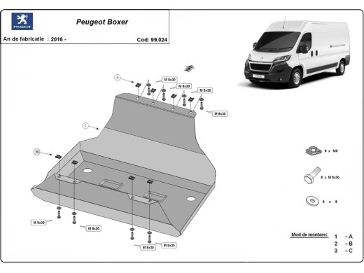 Ocelový kryt palivové nádrže Peugeot Boxer (2016-2025)Peugeot Boxer