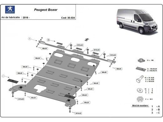 Ocelový kryt motoru Peugeot Boxer (2016-2025)Peugeot Boxer