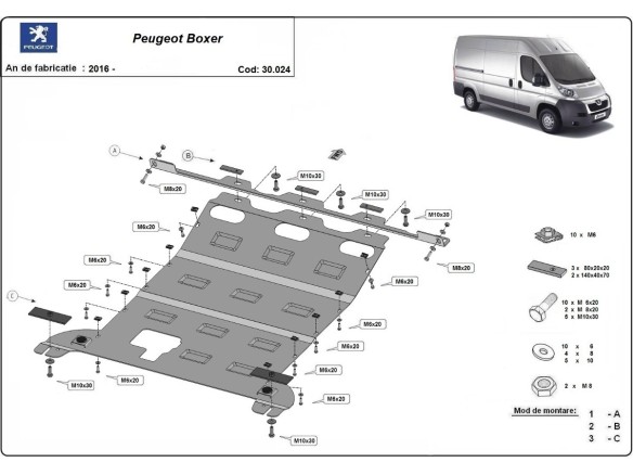 Ocelový kryt motoru Peugeot Boxer (2016-2025)Peugeot Boxer