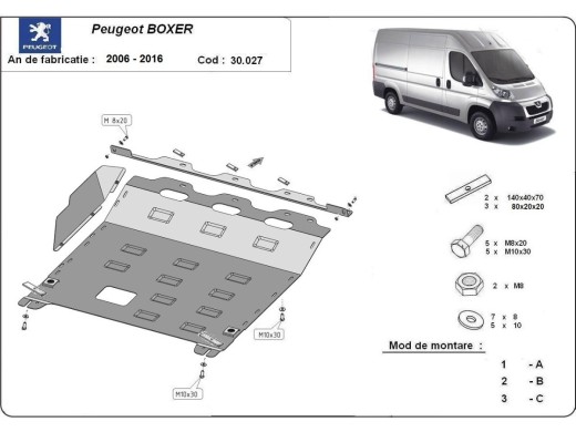 Ocelový kryt motoru Peugeot Boxer (2006-2016)Peugeot Boxer