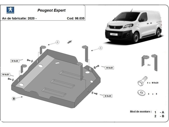 Ocelový kryt AdBlue Peugeot Expert (2020-2025)Peugeot Expert