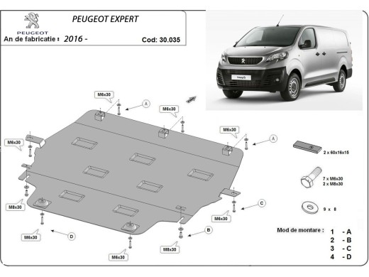 Ocelový kryt motoru Peugeot Expert (2016-2025)Peugeot Expert