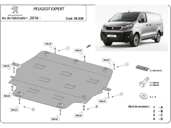 Ocelový kryt motoru Peugeot Expert (2016-2025)Peugeot Expert