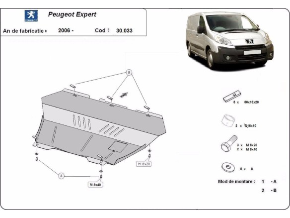 Ocelový kryt motoru Peugeot Expert (2006-2016)Peugeot Expert