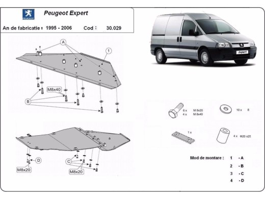 Ocelový kryt motoru Peugeot Expert (1995-2006)Peugeot Expert
