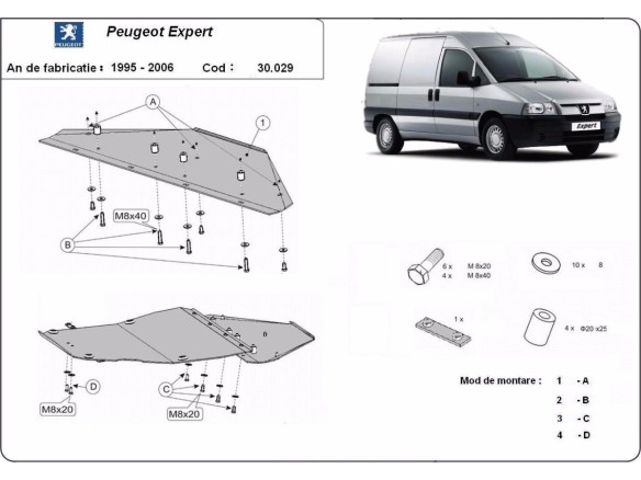 Ocelový kryt motoru Peugeot Expert (1995-2006)Peugeot Expert