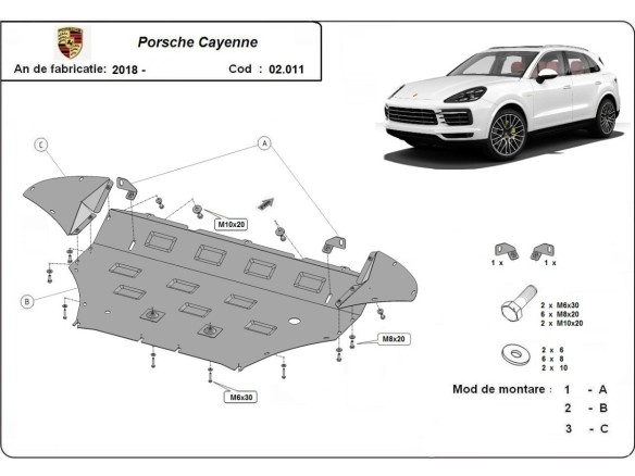 Ocelový kryt motoru Porsche Cayenne (2018-2025)Porsche Cayenne