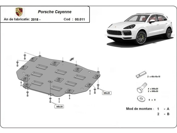 Ocelový kryt převodovky Porsche Cayenne (2018-2025)Porsche Cayenne