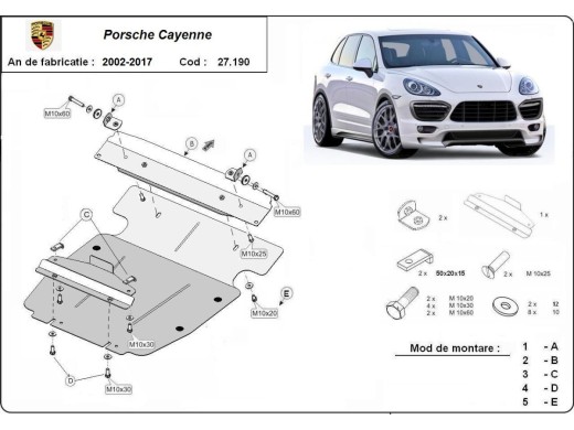 Ocelový kryt motoru Porsche Cayenne (2002-2017)Porsche Cayenne