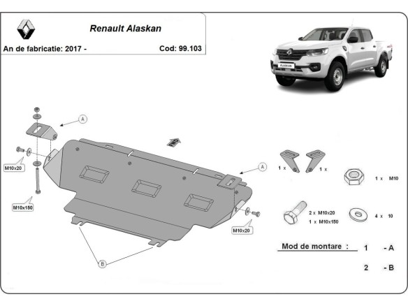 Ocelový kryt chladiče Renault Alaskan (2017-2025)Renault Alaskan