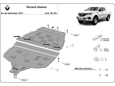 Ocelový kryt převodovky Renault Alaskan (2017-2025)