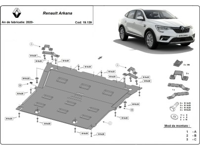 Ocelový kryt motoru Renault Arkana (2020-2025) 2