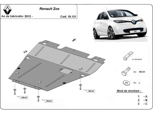 Ocelový kryt motoru Renault Zoe (2012-2025)Renault Zoe