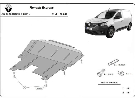 Ocelový kryt motoru Renault Express (2021-2025)Renault Express
