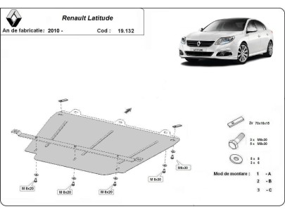 Ocelový kryt motoru Renault Latitude (2010-2015) 2