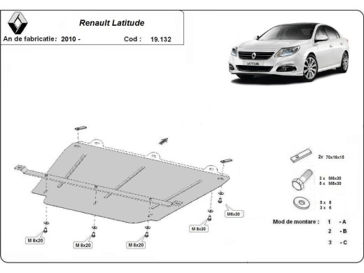 Ocelový kryt motoru Renault Latitude (2010-2015)Renault Latitude
