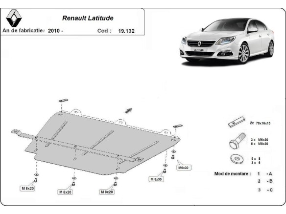 Ocelový kryt motoru Renault Latitude (2010-2015)Renault Latitude