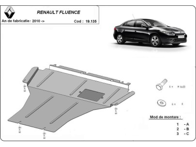 Ocelový kryt motoru Renault Fluence (2010-2015) 2