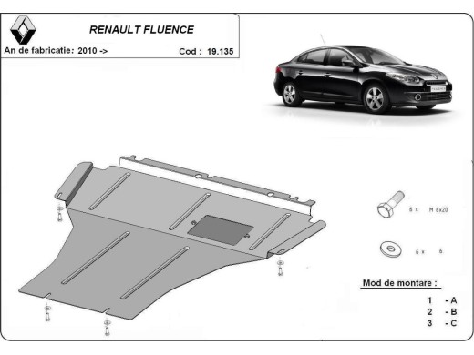 Ocelový kryt motoru Renault Fluence (2010-2015)Renault Fluence