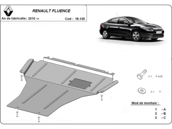 Ocelový kryt motoru Renault Fluence (2010-2015)Renault Fluence