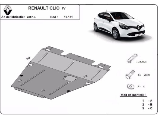 Ocelový kryt motoru Renault Clio 4 (2012-2019)Renault Clio