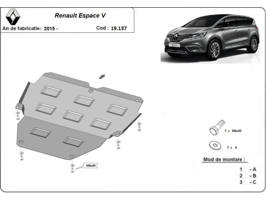 Ocelový kryt motoru Renault Espace 5 (2015-2025)Renault Espace