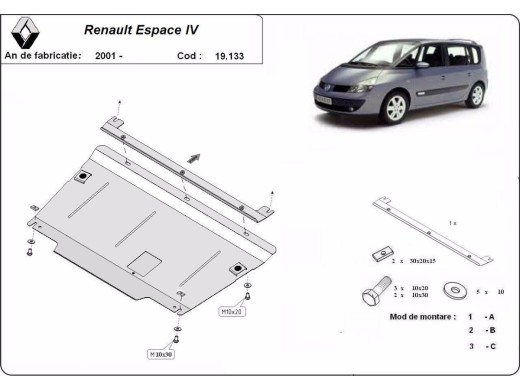 Ocelový kryt motoru Renault Espace 4 (2001-2014)Renault Espace