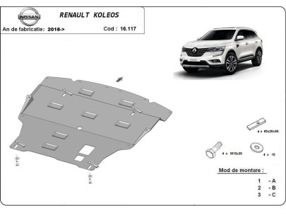 Ocelový kryt motoru Renault Koleos (2016-2025) 2