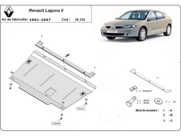 Ocelový kryt motoru Renault Laguna 2 (2001-2007)Renault Laguna