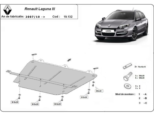 Ocelový kryt motoru Renault Laguna 3 (2007-2015)Renault Laguna