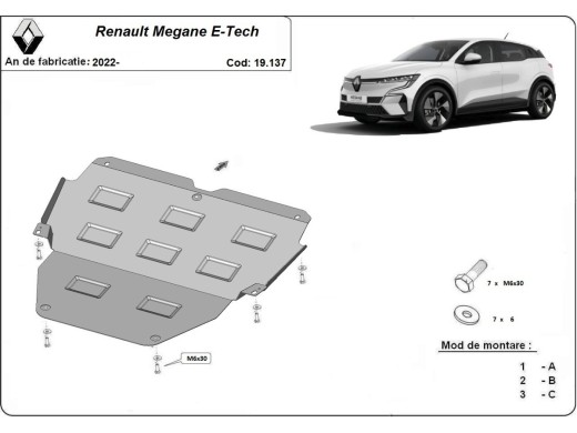 Ocelový kryt motoru Renault Megane E-Tech (2022-2025)Renault Megane