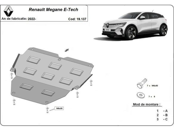 Ocelový kryt motoru Renault Megane E-Tech (2022-2025)Renault Megane