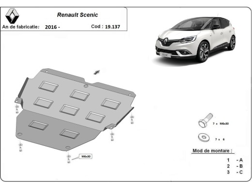 Ocelový kryt motoru Renault Scenic 4 (2016-2022)Renault Scenic
